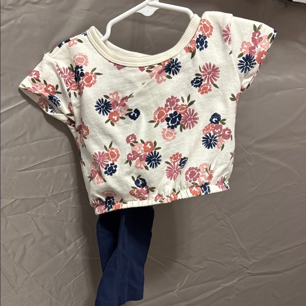 Carter's Floral Top and Navy Pants Set